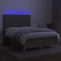 cadre de lit et matelas et LED Taupe 140x200cm Tissu