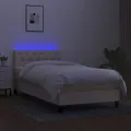 cadre de lit avec matelas LED Crème 80x200 cm Tissu