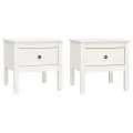 Tables d'appoint 2 pcs Blanc 50x50x49 cm Bois massif de pin