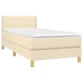 cadre de lit avec matelas LED Crème 100x200 cm Tissu