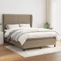 cadre de lit avec matelas Taupe 140x200 cm Tissu