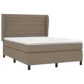 cadre de lit avec matelas Taupe 140x200 cm Tissu
