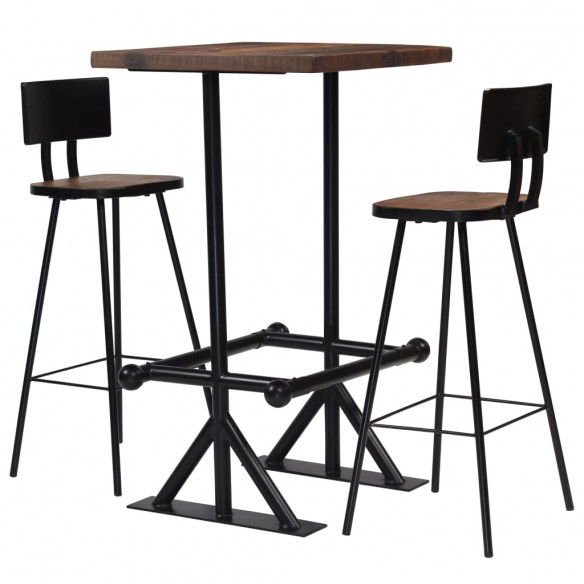 Mobilier de bar 3 pcs Bois de récupération massif