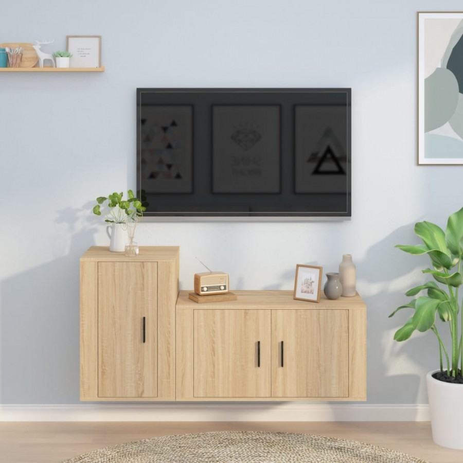 Ensemble de meubles TV 2 pcs chêne sonoma bois d'ingénierie