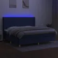 cadre de lit matelas et LED Bleu 200x200 cm Tissu