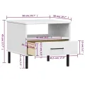 Table de chevet avec pieds en métal Blanc Bois pin massif OSLO