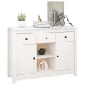 Buffet Blanc 100x35x74,5 cm Bois massif de pin