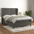 cadre de lit et matelas Gris foncé 140x190cm Velours