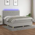 cadre de lit matelas et LED Gris clair 160x200 cm