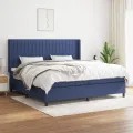 cadre de lit avec matelas Bleu 200x200 cm Tissu