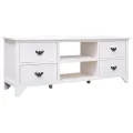 Meuble TV Blanc antique 108x30x40 cm Bois de Paulownia solide