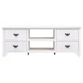 Meuble TV Blanc antique 108x30x40 cm Bois de Paulownia solide