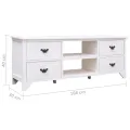 Meuble TV Blanc antique 108x30x40 cm Bois de Paulownia solide