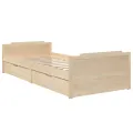 Cadre de lit avec tiroirs Bois de pin massif 90x200 cm