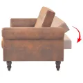 Canapé à 2 places convertible accoudoir daim synthétique marron