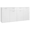 Buffet Blanc brillant 160x36x75 cm Aggloméré