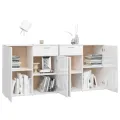 Buffet Blanc brillant 160x36x75 cm Aggloméré