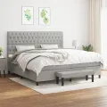 cadre de lit avec matelas Gris clair 200x200cm Tissu