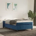 cadre de lit et matelas Bleu foncé 120x200cm Velours