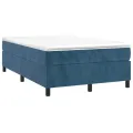 cadre de lit et matelas Bleu foncé 120x200cm Velours