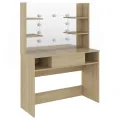Table de maquillage avec éclairage LED 100x40x135 cm MDF Chêne