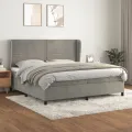 cadre de lit et matelas Gris clair 200x200cm Velours