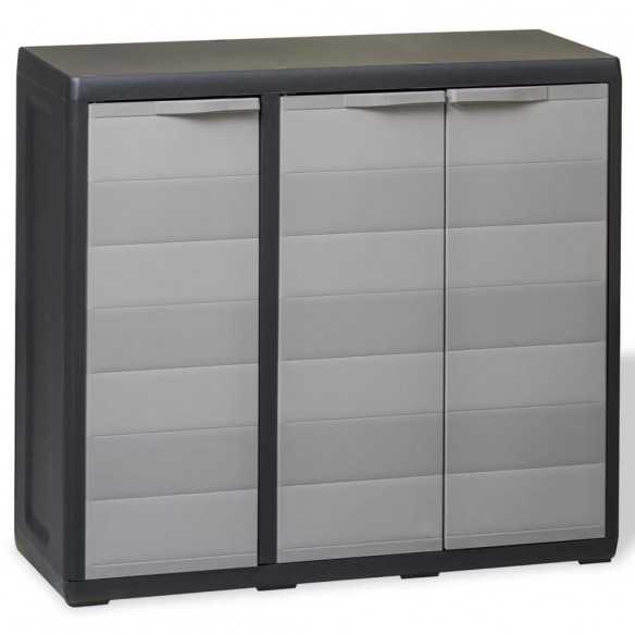 Armoire de rangement de jardin avec 2 étagères Noir et gris