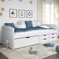 Lit de jour avec 5 tiroirs IRUN blanc 90x200 cm bois pin massif