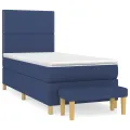 cadre de lit avec matelas Bleu 100x200 cm Tissu