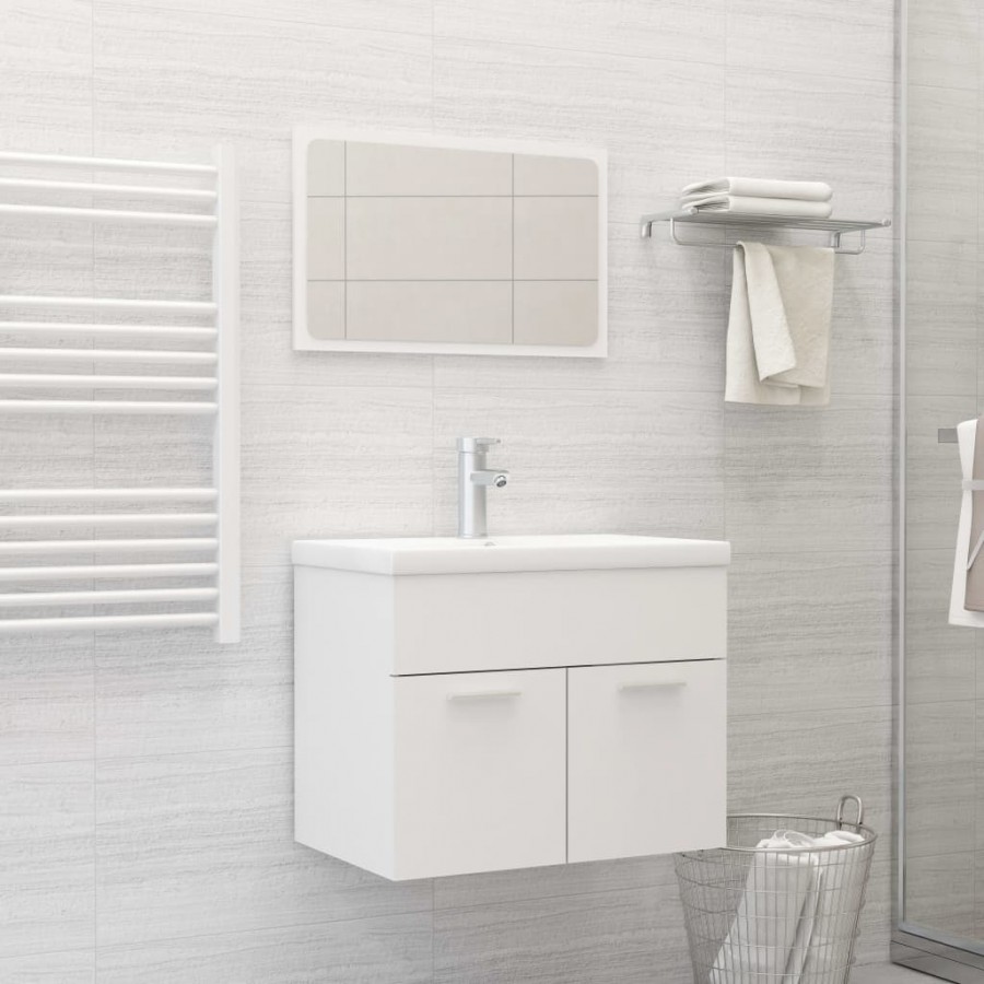 Ensemble de meubles salle de bain 2 pcs Blanc Bois d'ingénierie