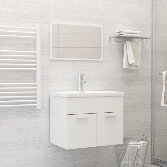 Ensemble de meubles salle de bain 2 pcs Blanc Bois d'ingénierie