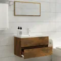 Ensemble de meubles de salle de bain 2 pcs Chêne fumé