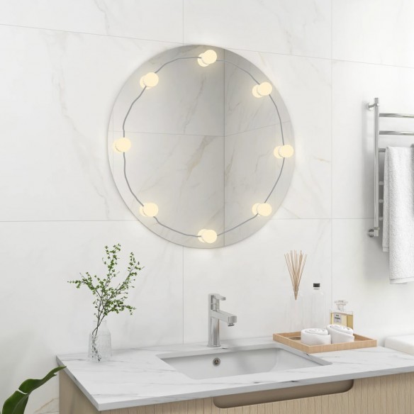 Miroir mural avec lampes LED Rond Verre