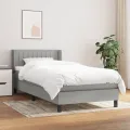 cadre de lit avec matelas Gris clair 90x200 cm Tissu