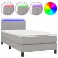 cadre de lit avec matelas et LED Gris clair 90x190cm