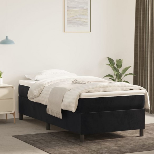 cadre de lit avec matelas Noir 90x200 cm Velours