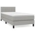 cadre de lit avec matelas Gris clair 90x200 cm Tissu