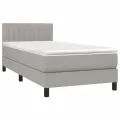 cadre de lit avec matelas Gris clair 90x200 cm Tissu