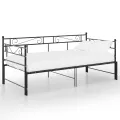 Cadre de canapé-lit extensible noir métal 90x200 cm
