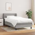 cadre de lit avec matelas Gris clair 90x200 cm Tissu