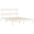 Cadre de lit avec tête de lit blanc 160x200 cm bois massif