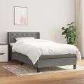 cadre de lit avec matelas Gris foncé 80x200 cm Tissu