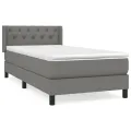cadre de lit avec matelas Gris foncé 80x200 cm Tissu