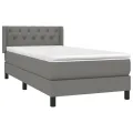 cadre de lit avec matelas Gris foncé 80x200 cm Tissu