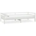 Lit de repos avec matelas 90x200 cm Blanc Bois de pin massif