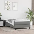 cadre de lit avec matelas Gris foncé 80x200 cm Tissu