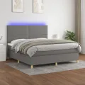 cadre de lit et matelas et LED Gris foncé 160x200 cm