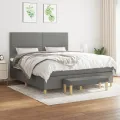 cadre de lit avec matelas Gris foncé 160x200cm Tissu