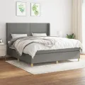 cadre de lit avec matelas Gris foncé 160x200cm Tissu