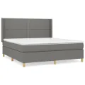 cadre de lit avec matelas Gris foncé 160x200cm Tissu